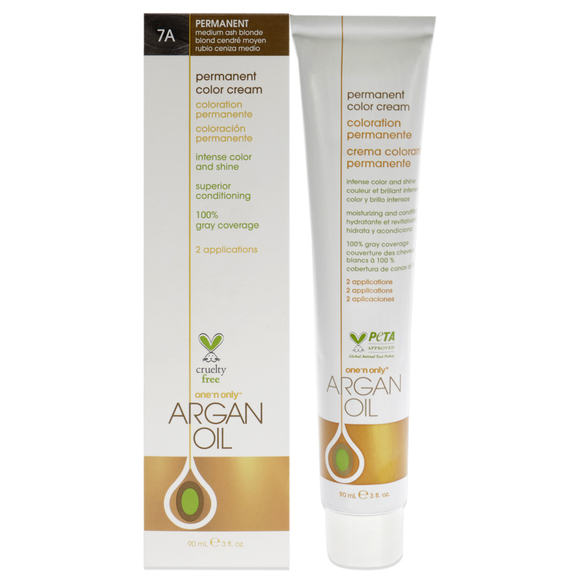 Argan Oil Permanent Color Cream-7A Medium Ash Blonde by One n Only-3oz HairColor - Picture 1 of 4